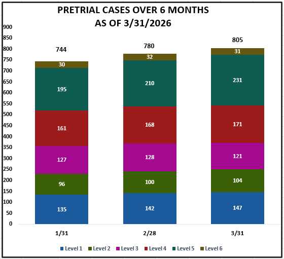 Pretrial Cases Over 6 Months as of 2/28/2026