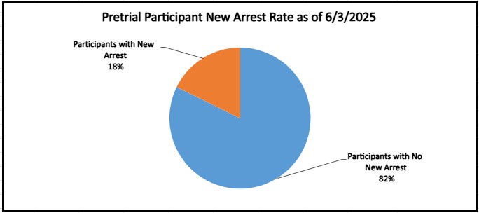 Pie chart on Pre trial new Arrest rate for 7.13.24