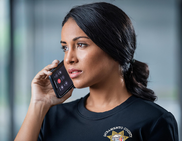 Female Probations officer on the phone