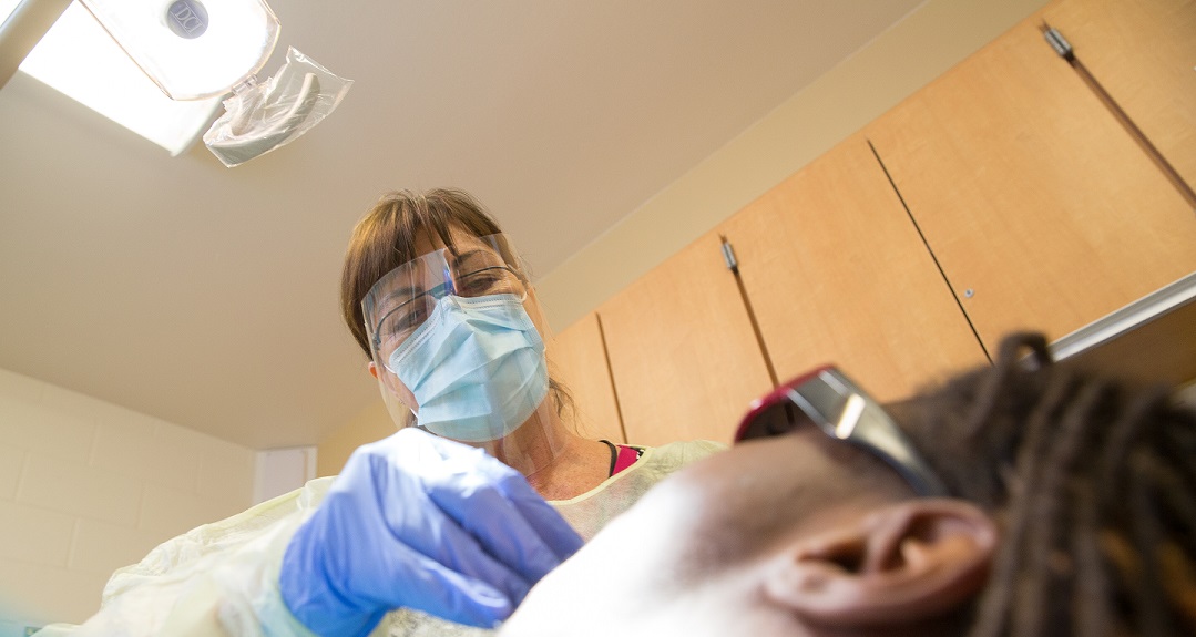 Dentist working on a patient