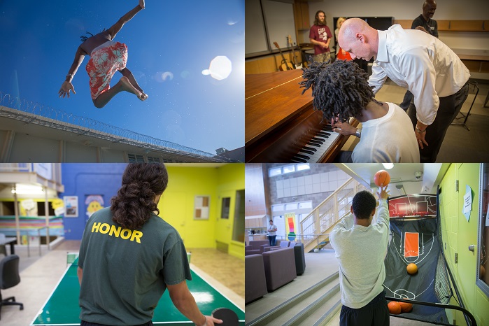 Collage of pictures of programs activities at Juvenile Hall