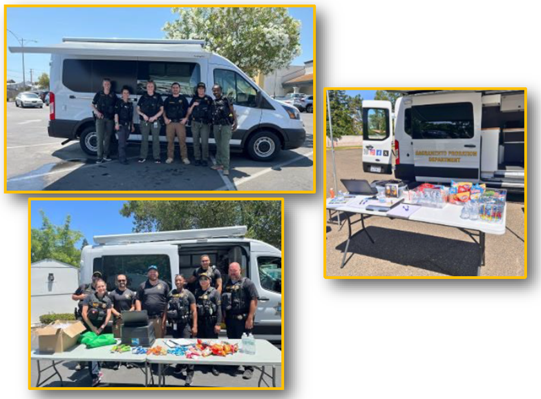 Collage of mobile outreach officers at events